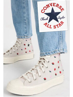 Converse Chuck Taylor Retro Inspired Floral Embroidered Hi Top Sneakers Womens 8